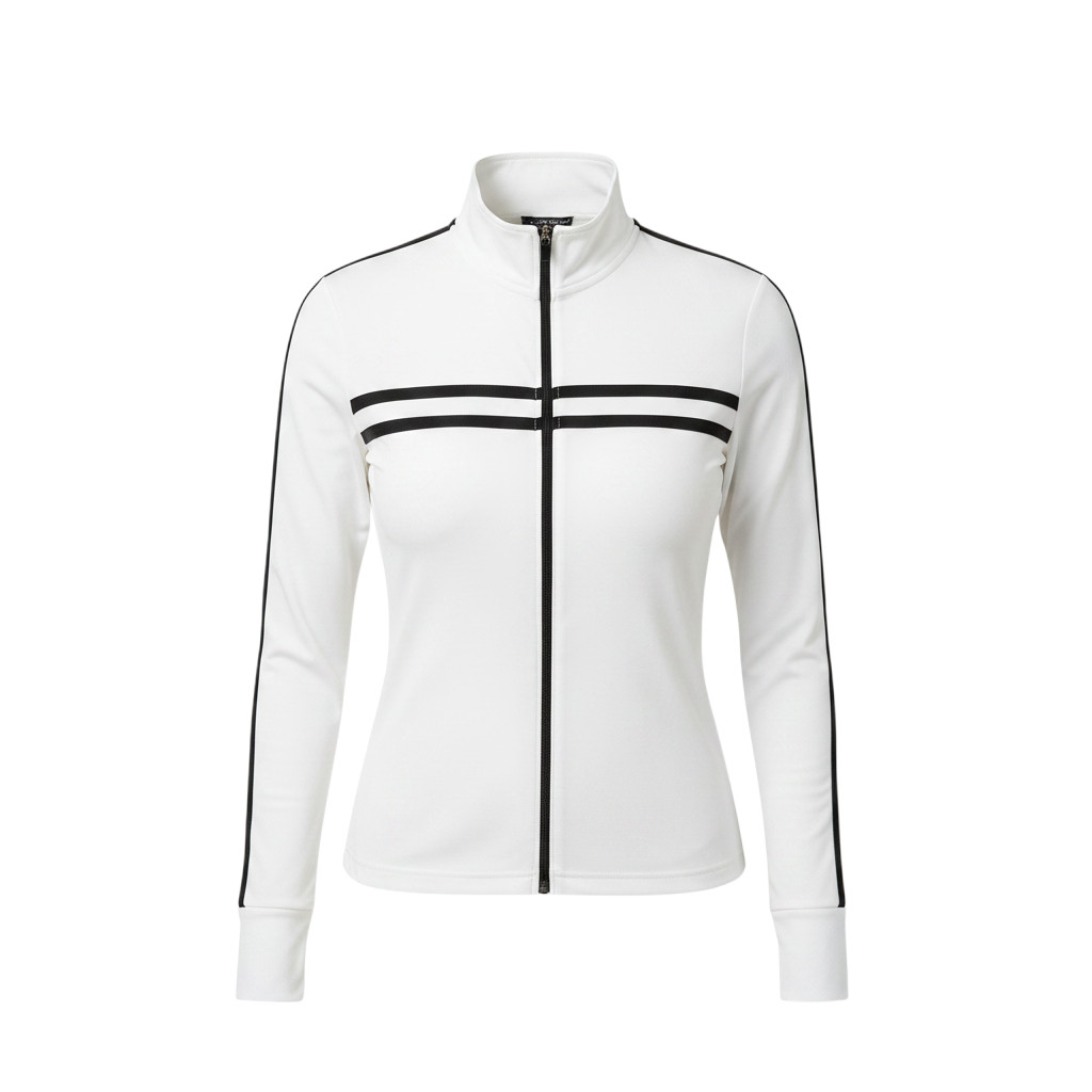 009 (Flat lay) سویشرت دو خط نایک سفید | Nike Two-Stripe Sweatshirt - Image 1