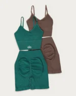 ست نیمتنه و شلوارک طرح الو | Alo Style Crop Top & Shorts Set - Image 2