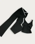 ست کراپ و لگ نوار دوزی 1108 | 1108 Taped Crop and Leggings Set - Image 2