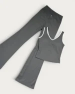 ست کراپ و لگ نوار دوزی 1108 | 1108 Taped Crop and Leggings Set - Image 4