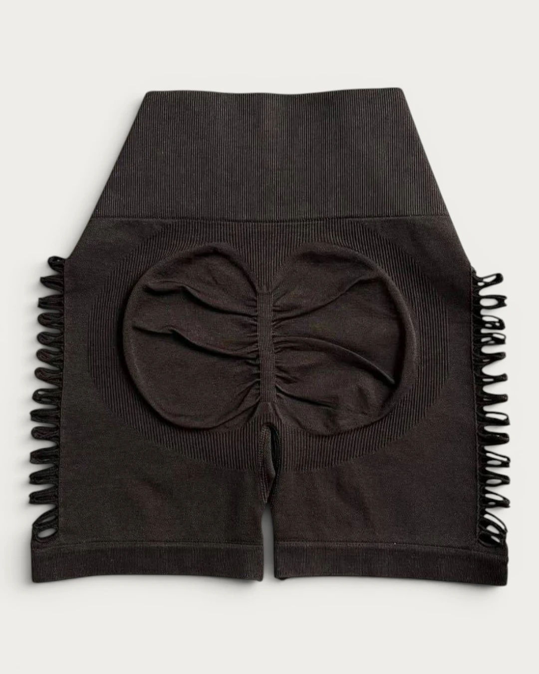 IMG_20260605_000420-Photoroom شورتک سیملس زاپدار مشکی | Black Seamless Ripped Shorts - Image 1