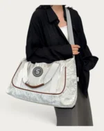 ساک دستی و دوشی وارداتی فایبر نانو طوسی روشن |  Imported Nano Fiber Hand & Shoulder Bag light grey - Image 2