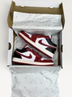 نایک جردن وان بلک گیم رد | Jordan 1 Low BLACK GAME RED - Image 2