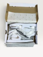 نایک جردن ساقدار سفید نقره ای | NIKE JORDAN 1 HIGH MID WHITE SILVER - Image 2